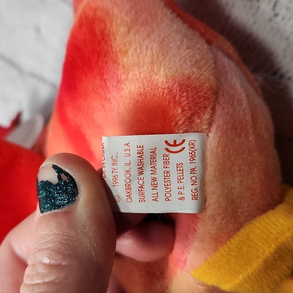 🕸Vintage Ty Beanie Baby Strut The Tie Dye Rooster 1996 P.E. Pellets - Picture 7 of 12